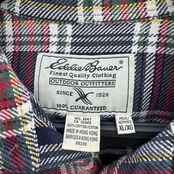 Eddie Bauer Heavy Duty Twill Plaid Workmans Button Down Shirt Size XL - Picture 2 of 9